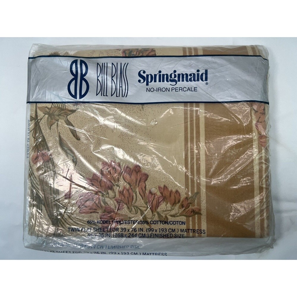 Vintage Bill Blass Springmaid Twin Sheet Palm Springs Percale No-Iron NOS NIP‎